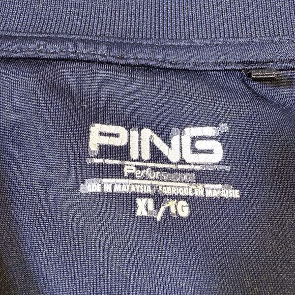 Ping Polo Golf Shirt Mens XL Navy Blue Striped Short Sleeve Performance Casual - Picture 8 of 9